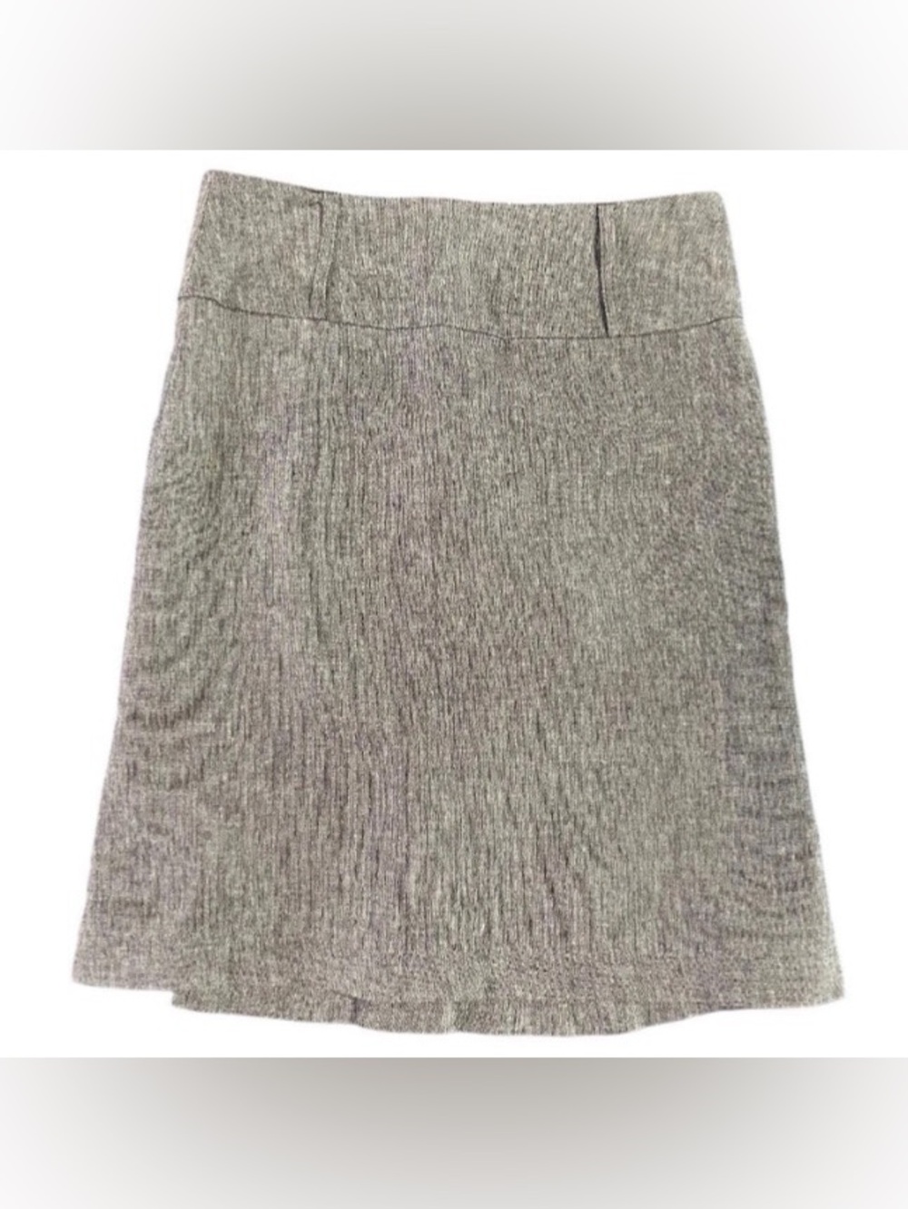 Women’s Mini Skirt Fit & Flare Pleated Back Linen Blend Brown Tweed Preppy Sz 1